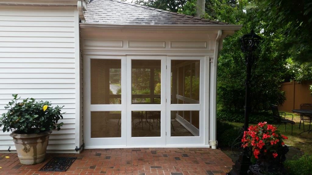 screened-in porch with brass screen