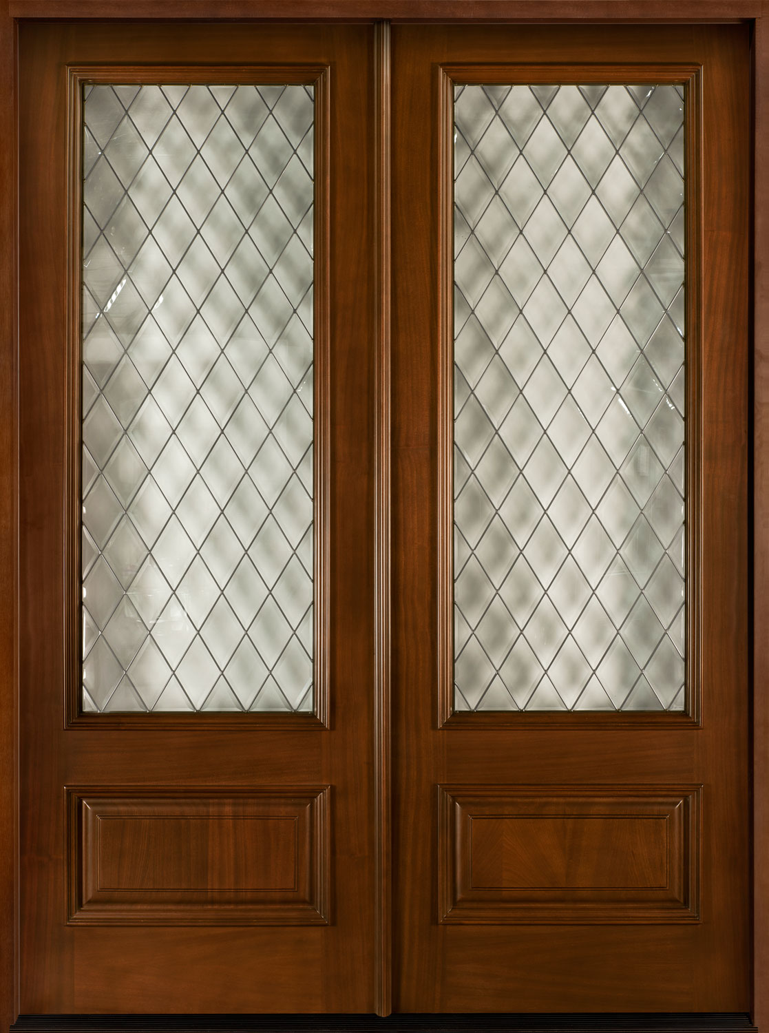 Simulated Leaded Glass on Wood Double Door